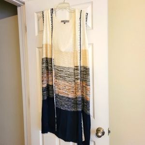 Long vest with hood women's large blue